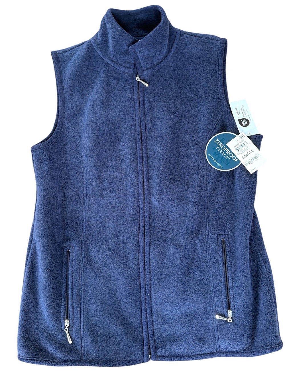 NWT Karen Scott Zeroproof Fleece Vest Women’s S Full Zip Intrepid Blue